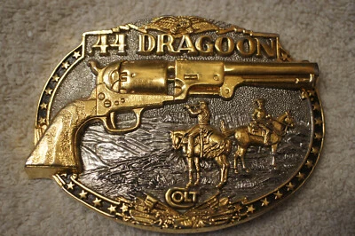 Hebilla de cinturón Colt .44 Dragon, medallas de diseño de premio, chapadas en oro y plata, bonita Foto 1 de 2