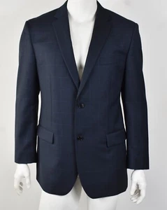 JOS A BANK 1905 Custom Made Navy Windowpane Wool Dual-Vent Blazer 44L - Picture 1 of 5