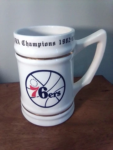 Philadelphia 76ers Porcelain Stein Beer Mug 1982-83 World Champions Cover