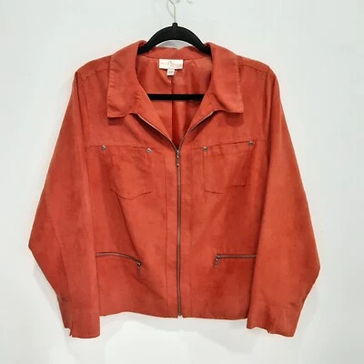 Jaqueta Studio Works Feminina 16W Azul, Rosa Quente, Abóbora Camurça Artificial Forrada Zíper Completo - Imagem 1 de 4