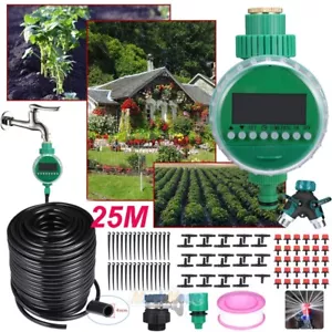 82FT Drip Irrigation System Plant Timer DIY Self Garden Watering Hose Spray Kit - Picture 1 of 36
