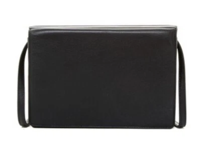 Karen Millen Sleek Frame Leather Clutch. Black.  - Image 1 of 4