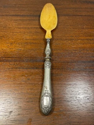 Antico Posate Da Insalata Con Manica IN Argento, (10-21) - Immagine 1 di 4