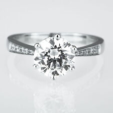 1 1/3 CT Diamond Engagement Ring Round Cut F/SI2 14K White Gold Size Selectable