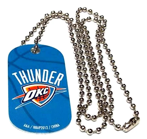 OKLAHOMA CITY THUNDER NBA NECKLACE PENDANT 1.5" LONG METAL DOG TAG  21" CHAIN Cover