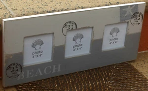 Rustic Wood HANGING Beach Style Photo Frame ( 3 x 4 " x 4 " ) BRAND NEW - Picture 1 of 3