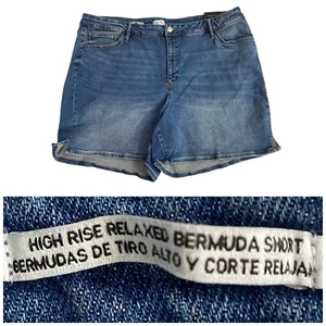 Ava Viv Denim Shorts Womens Size 26 Relaxed Bermuda Blue High Rise Beach Coastal - Picture 1 of 8