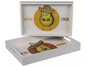 Tablett Serviertablett Früchte 2er Set »Avocado« Holz Küche Bar Lustige Motive - Bild 1 von 3
