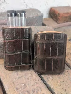 Wild Alligator Cigar Tube 2 Stick Case Holder gator swamp leather hide AP34 - Picture 1 of 24
