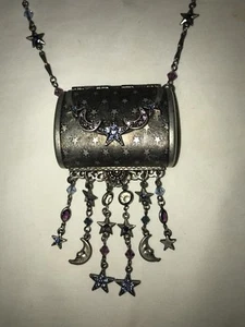Collana lunga medaglione stelle e luna cristallo dolce romantico - Foto 1 di 5