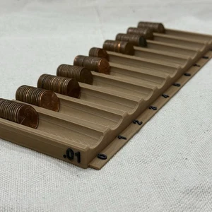 Penny Hunting & Sorting Tray Natural Wood Color with Denomination 3D Printed - Picture 1 of 6