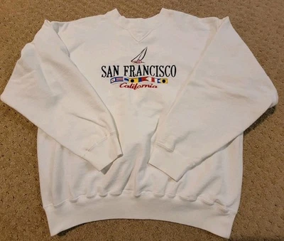 Sudadera Vintage Años 90 San Francisco Gráfico Cuello Redondo Banderas Oneita L  Foto 1 de 4