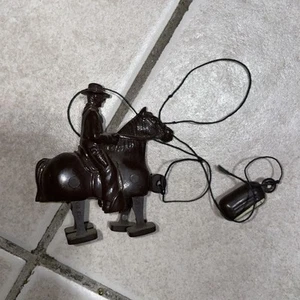 Vintage Black Plastic Cowboy on Horse Ramp Walker (H) - Picture 1 of 3