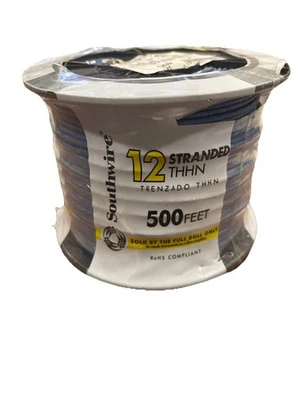 Southwire 500 Feet 12 AWG Stranded Blue THHN Electrical Wire 22967458 Sealed  - Image 1 of 3