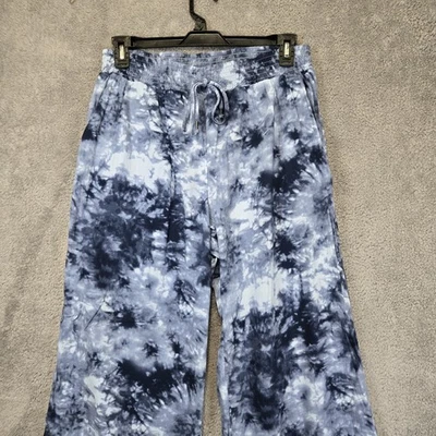 Style & Co 女式 XL 码蓝色花园领带染料缩褶腰阔腿裤  — 第 1/4 张图片