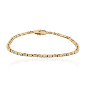 18K Gold Diamond Tennis Bracelet Real Natural Diamonds Elegant Fine Jewelry - Picture 1 of 6