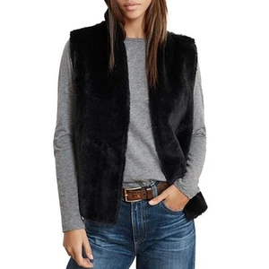 Masseys Women's Reversible Faux Fur & Faux Suede Vest in Black - L - Picture 1 of 5