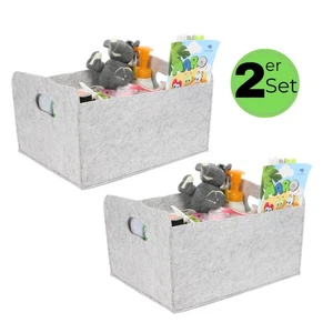 2x Aufbewahrungsbox faltbar Stoff Box Aufbewahrungskorb Filzkorb grau klein - Bild 1 von 7