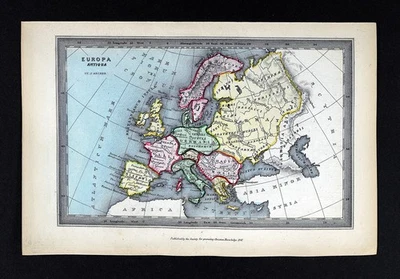 Mapa Arquero 1847 Europa Antigua Europa Antigua Galli Italia Hispania Germania Foto 1 de 4