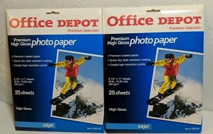 Office Depot High Gloss Premium Photo Paper 8.5" X 11" 2 packs 49 Total Sheets - Afbeelding 1 van 2