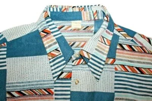 50's 60's Vintage Art Vogue of California Long Sleeve Shirt Patchwork 2XL Big - Picture 1 of 7