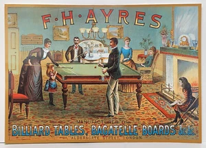 F.H Ayres Sports advertising Billiard Tables, poster reproduction print - Picture 1 of 1