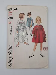 Simplicity Sewing Pattern 4754 Child Dress Smock Robe Size 6 Vintage 30's Cut - Picture 1 of 2