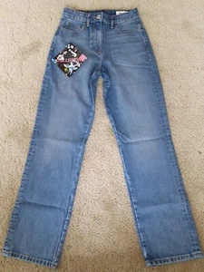 collusion ladies x005 90s style ladies jeans mid wash blue size 8 - Picture 1 of 4