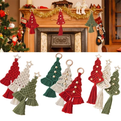 Alberi di Natale in macramè intrecciato fai da te set appendiabiti da parete decorazione albero di Natale kit fai da te - Immagine 1 di 4