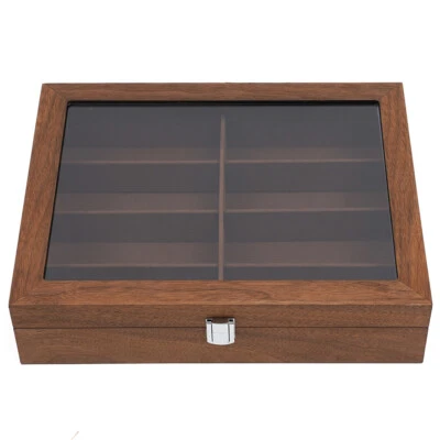 Estuche de almacenamiento de gafas de sol organizador de gafas de sol de madera de 8 ranuras caja de exhibición de gafas Foto 1 de 4