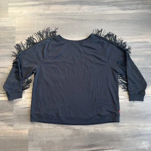 Levi’s Women’s 2X Plus Black Fringe Trim Pullover Sweatshirt - Picture 1 of 13