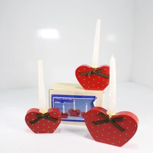 VIntage House Of Lloyd Candle Heart Trio Wooden Country Decor Candle Holder - Picture 1 of 8