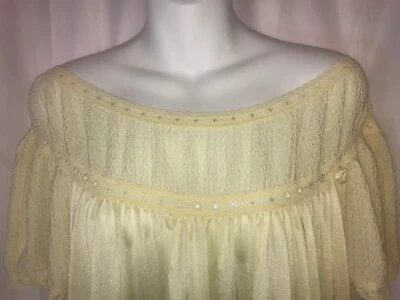 Camisón Vanity Fair De Colección Verano Amarillo Talla S Pequeño EXC Elástico Encaje Corpiño E1 Foto 1 de 4