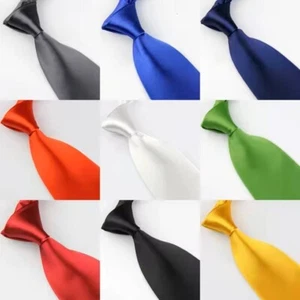 Classic Solid Colour Slim Thin Mens Tie Smart Wedding Party Neck Skinny Plain UK - Picture 1 of 28