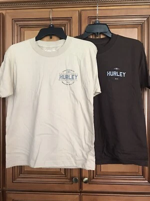 Two New Tn/Br Hurley Kids Orange & Brown HB/CA Graphic T-Shirts Size M X2 Set - Image 1 of 4