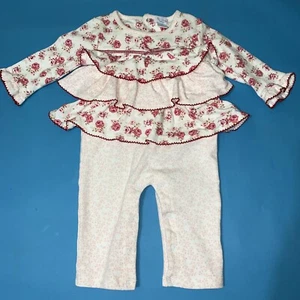 Le Top Bebe boutique Ruffle Romper pink  Red Rose 3 6 mth floral 1 piece outfit - Picture 1 of 12