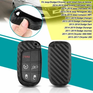 For Jeep Renegade Dodge Chrysler 300 Carbon Fiber Look Remote Car Key Case - Bild 1 von 5