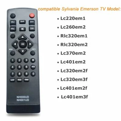 New Emerson Sylvania TV Replacement Remote Control  NH000UD LC220EM1 LC260EM2 - Image 1 of 4