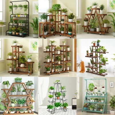 Новый 30-дизайн высокий XXL-большой сад деревянная подставка для растений горшок полка - Изображение 1 из 4