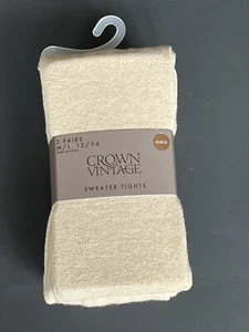 Crown Vintage Sparkle & Solid Sweater Tights. 2 Pairs. M/L, 12/14. Girls. New. - Picture 1 of 7