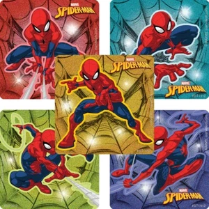 Spider-Man Stickers x 5 -Spider-Man Glitter Stickers-Birthday Party Favour Ideas - Picture 1 of 6