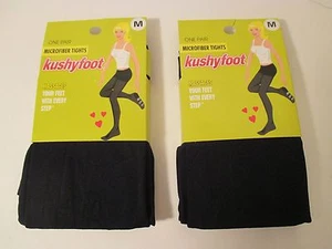 2 Pair KUSHYFOOT MICROFIBER Navy Blue Tights~M 115-165 lbs~Padded Massage Sole - Picture 1 of 12