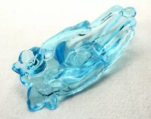 Degenhart Blue Glass Ring & Jewelry Dish, Open Hand, Flowers On Wrist, #HND-04 - Picture 1 of 8