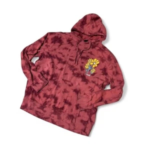 Y2K NEFF flower hoodie Burgundy with tie dye effect Size large skater - Bild 1 von 4