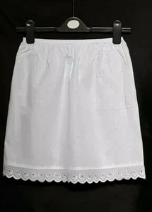 New White Underskirt UK size 6-8 100% Cotton Non static Half-slip 18" Waist Slip - Picture 1 of 3