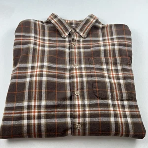 Cabela’s Flannel Shirt Mens Large Tall Brown Plaid Outdoor Long Sleeve Rugged - Picture 1 of 9