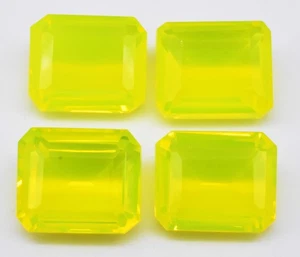 6.10 Ct Natural NEON Yellow Mexico Opal Certified Rare Gemstone 4 Piece Lot - Picture 1 of 7