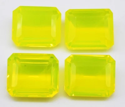 6.10 Ct Natural NEON Yellow Mexico Opal Certified Rare Gemstone 4 Piece Lot - Image 1 of 4
