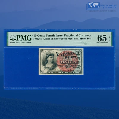 Fr.1261 10 Cents Fourth Issue Fractional Currency "Bust Of Liberty", PMG 65 EPQ - Image 1 of 3