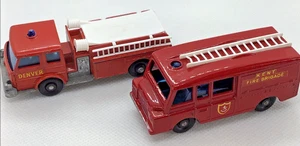 Lot of 2 Vintage Matchbox Lesney Fire Pumper Truck 29 & Land Rover Fire Truck 57 - Picture 1 of 10